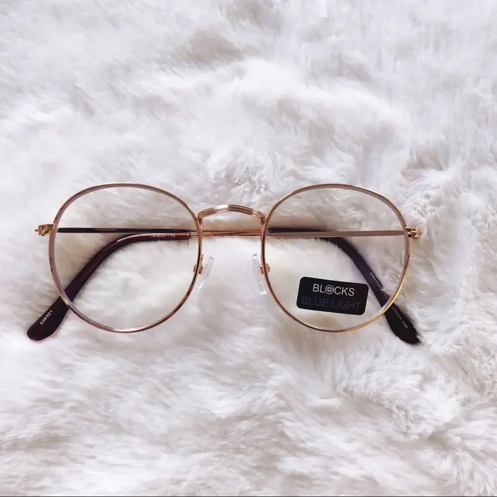 Mai Gold Round Computer Blue Light Glasses